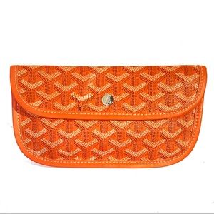 Goyard Saint St. Louis orange cloth canvas wallet pouch  leather trim